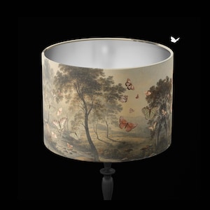 Trees and Butterflies  Lampshade, Large lamp shade with gold lining, lampshade for table lamp or pendant, Designer lampshade
