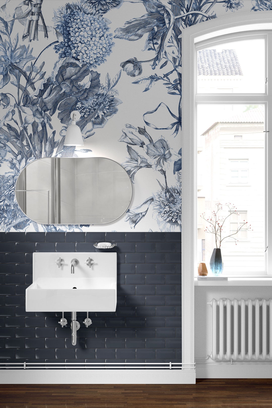 Botanical Flowers Wallpaper | Watercolor Floral Wall Mural | Nursery ...
