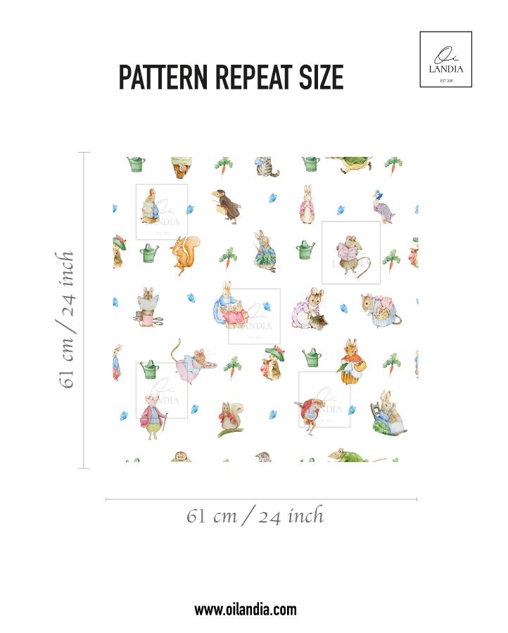 Peter Rabbit Pattern Background Custom Peter Rabbit Pattern Wallpaper, Beatrix Potter Nursery Mural ...