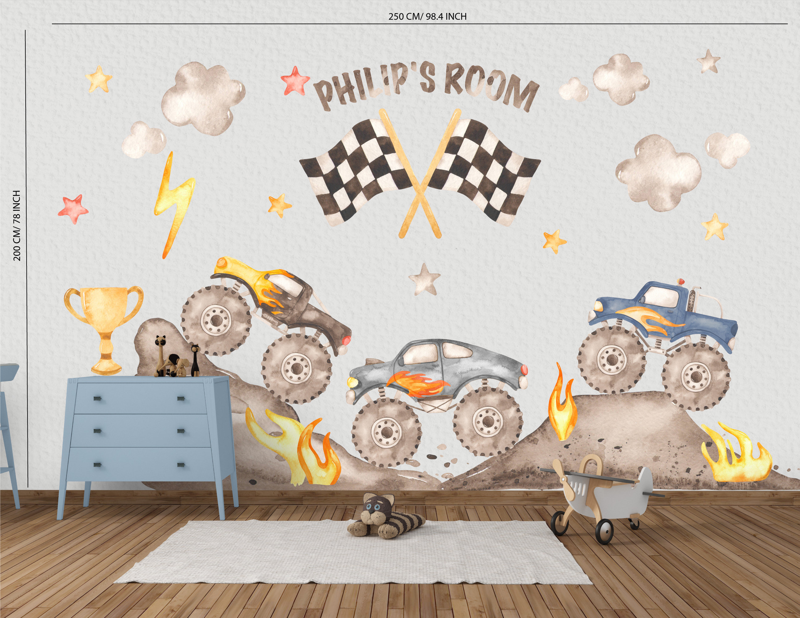 Monsters Trucks Wall Decal, Personalized Wall Decal Monsters Truck for boys, Monsters truck wall stickers, Monsters stickers, Truck stickers