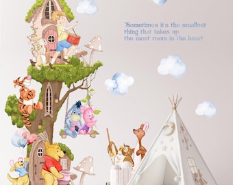 Winnie the pooh Wall Decal Nursery Decor, Winnie Wall Stickers, Winnie and his friends wall decal for kids, Winnie the pooh wall art decal