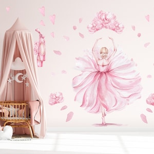 Ballerina Wandtattoo, Ballerina Wandaufkleber, Mädchen Kinderzimmer Dekor, Ballerina Wandaufkleber für Kinderzimmer, Ballerinas Wandbild
