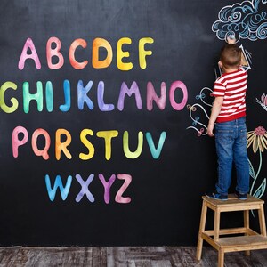 Rainbow UPPERCASE LETTERS Watercolour kids decal, Wall Decal  for kids room, Kids decal with letters, Wall sticker Rainbow Letters