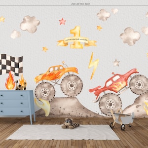 Monster Trucks Wall Decal, Monster Trucks Wall Stickers for young boys, Off Road Monster trucks wall stickers, Oilandia