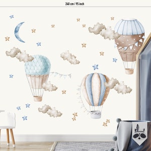 Watercolor Hot Air Balloons Wall Decal: Nursery Decor Stickers