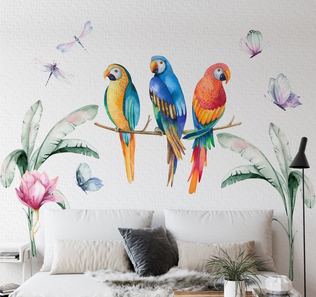 Autocollant Mural Perroquet Safari - Décoration Jungle, Art Mural, Style Moderne, Neuf