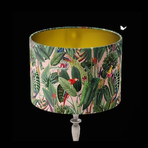 Exotic  Lampshade, Exotic Forest Lampshade, Large lamp shade with gold lining, lampshade for table lamp or pendant, Designer lampshade
