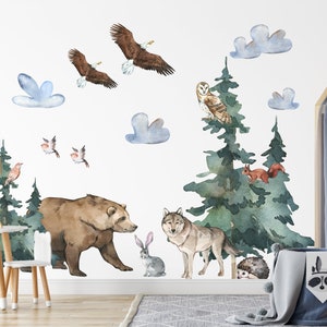 Forest Wall Decal, Woodland Animals Wall Decal, Forest Animals Wall Decal, Kids Room Wall Mural, Forest Nursery, Woodland Wall Stickers