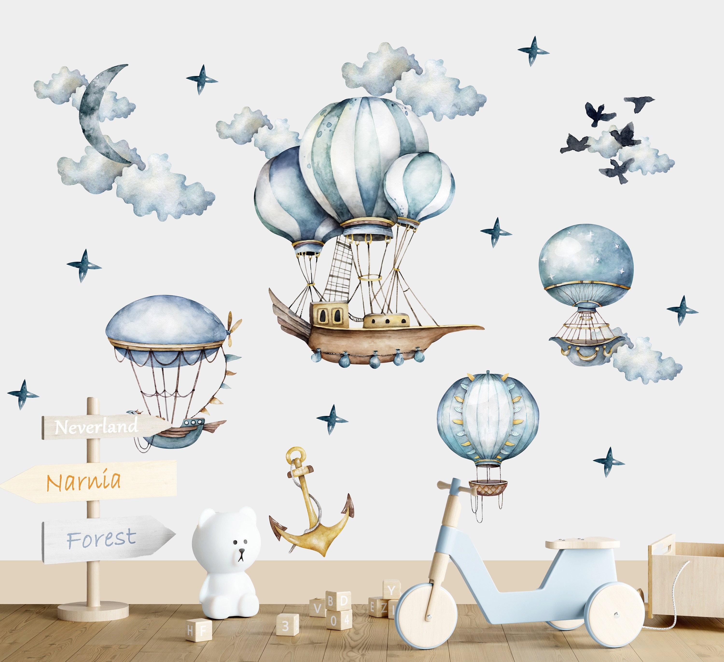 HOT AIR BALLOONS Wall Decal Vintage Hot Air Balloons Wall Etsy