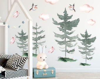 Forest Trees Wall Decal for kids room,  Trees Wall Stickers,  Nursery wall decal peel and stick, Forest wall stickers, Woodland wall decal