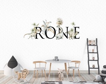 Personalised Dinosaur Name Wall Decal | Jurassic Nursery Decoration