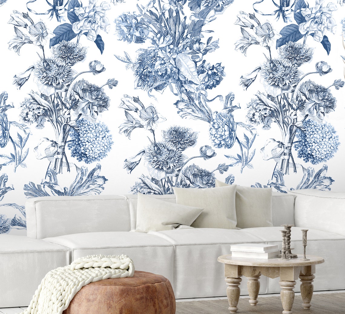 Botanical Flowers Wallpaper | Watercolor Floral Wall Mural | Nursery ...