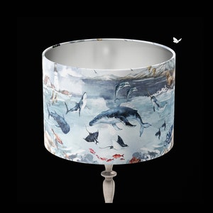 Sea World Lampshade, Dolphin Lampshade for kids, Large lamp shade with gold lining, lampshade for table lamp or pendant, Designer lampshade