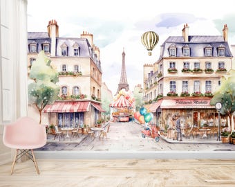Paris Wallpaper, Personalised Wallpaper, Eiffel Tower Wallpaper, Vintage Wallpaper, Customised Wallpaper, Personalised Gift  from Paris