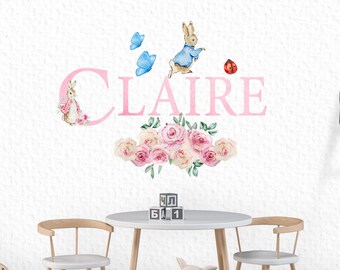 Personalized Rabbit Wall Decal, Custom Name Wall Decal, Rabbit Nursery Wall Decal, Rabbit Wall Stickers, Kids Room Decal,Christmas Gift Kids