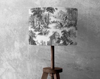 Toile de jouy lampshade | handmade lampshade black and white