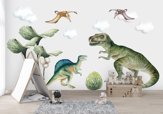 3d Dinosaures Jurassic Wall Autocollants, Dinosaures Géants Décalcomanies  Muraux, Peel And Stick Décor mural amovible pour garçons Chambre d'enfants  Salon Salle de jeux Mur