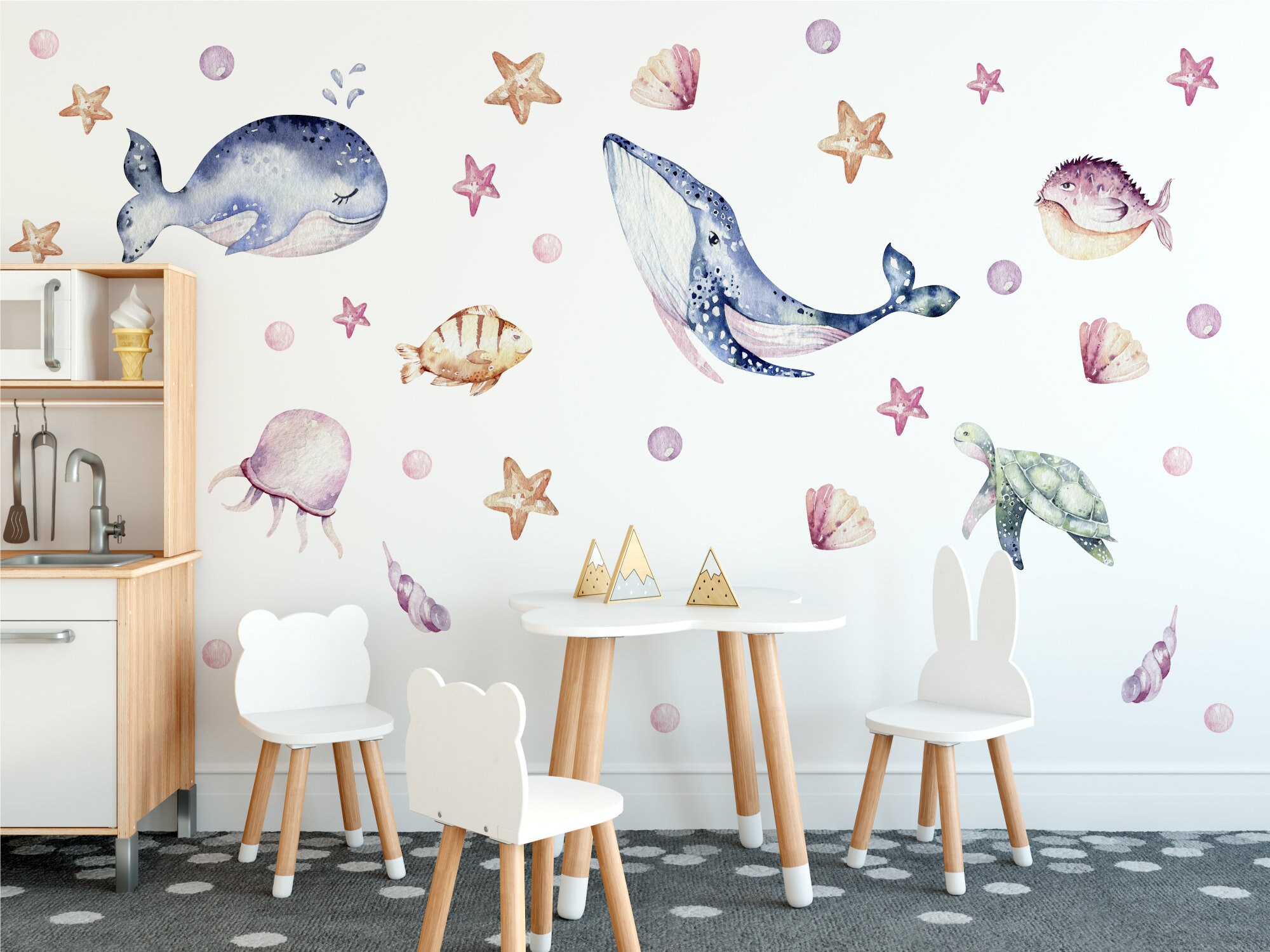 Baby Childrens Kids Girls Boys Bedroom Sea Fish Dolphin Wall Stickers Decals