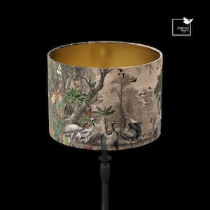 Colourful Birds Lampshade, FAIRY Lampshade, Large lamp shade with gold lining, lampshade for table lamp or pendant, Designer lampshade