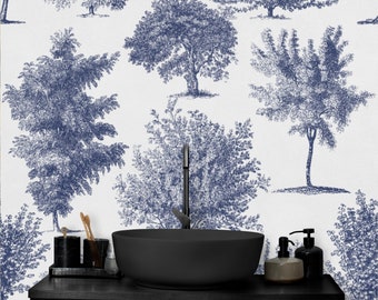 Blaue Bäume Tapete, Schlafzimmer Tapete, Bäume Tapete, Wald Tapete, Blauer Wald Wandbild, Wohnzimmer Wandbild,