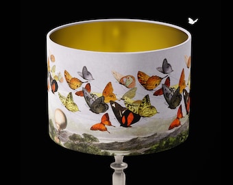 Glorious Butterflies Lampshade, FAIRY Lampshade, Large lamp shade with gold lining, lampshade for table lamp or pendant, Designer lampshade