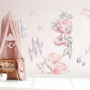 Mermaid Fabric Wall Decal: Ocean Nursery Decor