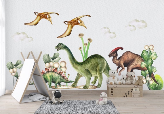 Adesivo da parete dinosauro per bambini, Jurassic Park, adesivo da parete  dinosauri Stegosaurus, Parasaurolophus, Diplodocus, Pterodattilo, adesivo  Dino -  Italia