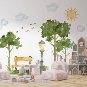 Watercolor Trees Wall Decal Kit: Eco-Textile Nursery Decor