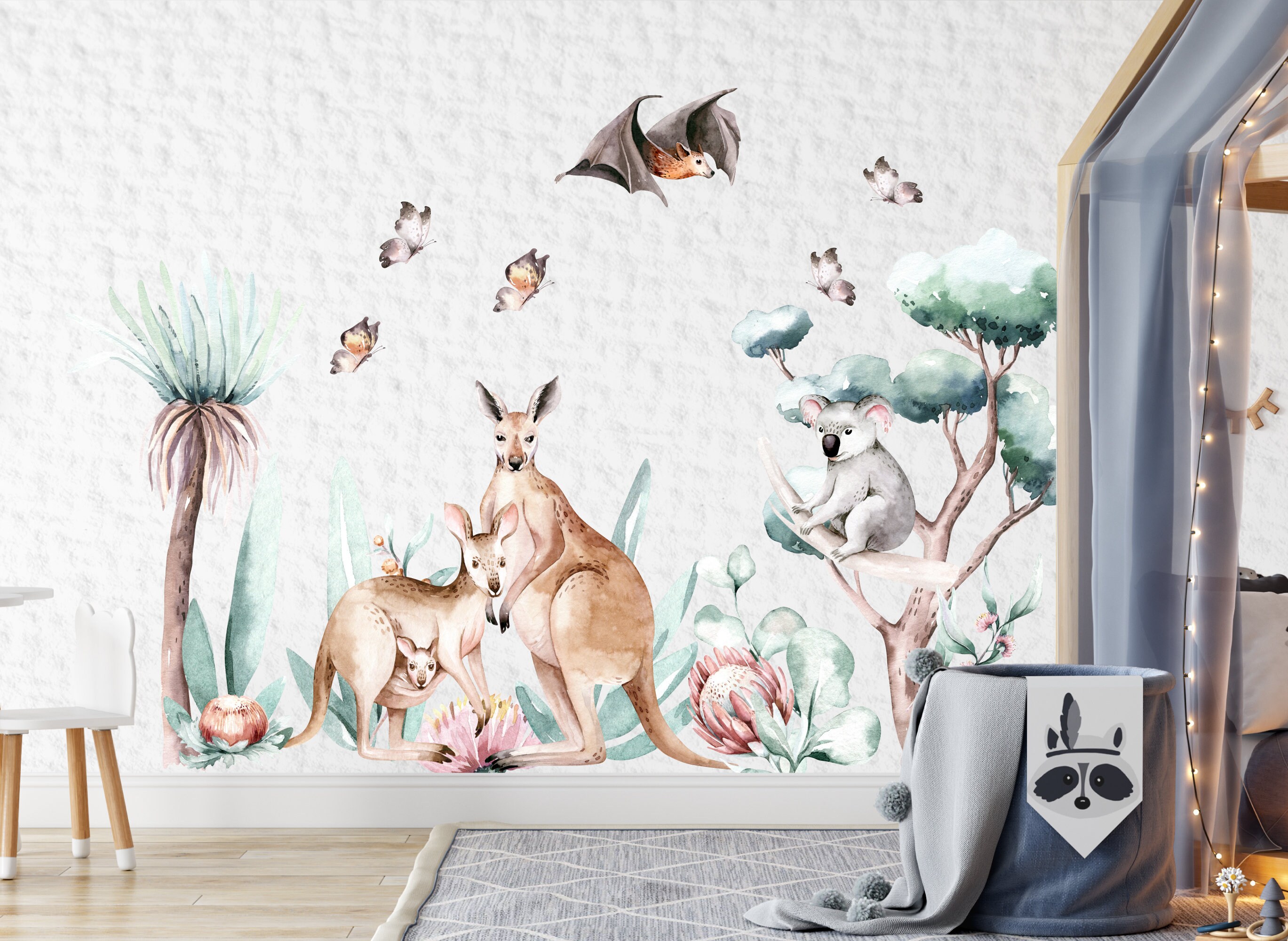 Nursery Wall Decals AUSTRALIAN ANIMALS With Kangaroo Koala Etsy