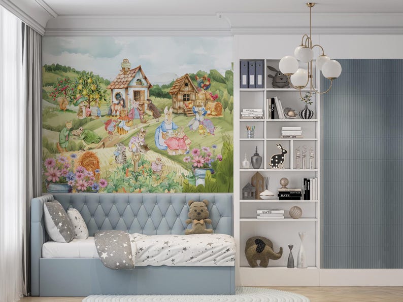 Peter Rabbit Storyland Wall Mural, Classic Beatrix Potter Nursery ...