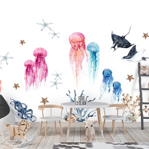 Watercolor Jellyfish Wall Decals: Ocean Nursery Decor