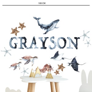 Custom name Wall Decal ocean,  Custom name Wall Stickers, Custom Name Wall Decal, Wall decal Ocean life  For Kids, Ocean Nursery Wall Decal,
