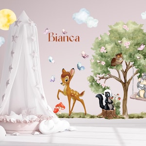 Bambi Wall Decal for Nursery with custom name, Bambi wall sticker, Bambi wall art for kids, Bambi Wall Mural for kids, Bambi sticker nursery
