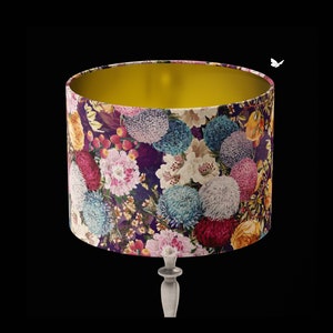 Flowers Lampshade, Colour Flowers Lampshade, Large lamp shade with gold lining, lampshade for table lamp or pendant, Designer lampshade