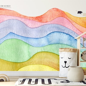Rainbow Wallpaper, Wallpaper for kids, Rainbow Nursery Wall Mural, Fairytale Wallpaper, Rainbow Wall Decor, Kids Wall Mural, Rainbow decor