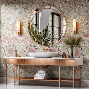 William Morris Sunflower Wallpaper: Vintage Art Deco Floral