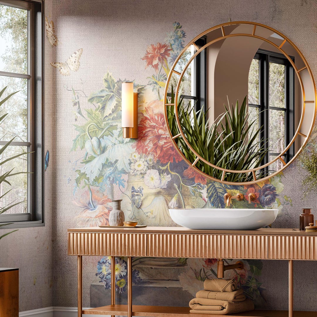 Watercolor Floral Wallpaper: Soft Botanical Wall Mural | Elegant Flower ...