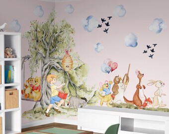 Giant Winnie the Pooh Wall Decal for Nursery / Winnie the Pooh tree wall sticker