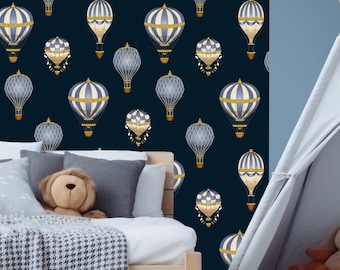 Luftballons-Tapete, Abenteuer-Tapete, Luftballons abnehmbare Tapete, Wandbild, Schlafzimmer-Wandbild, Wohnzimmer Luftballons