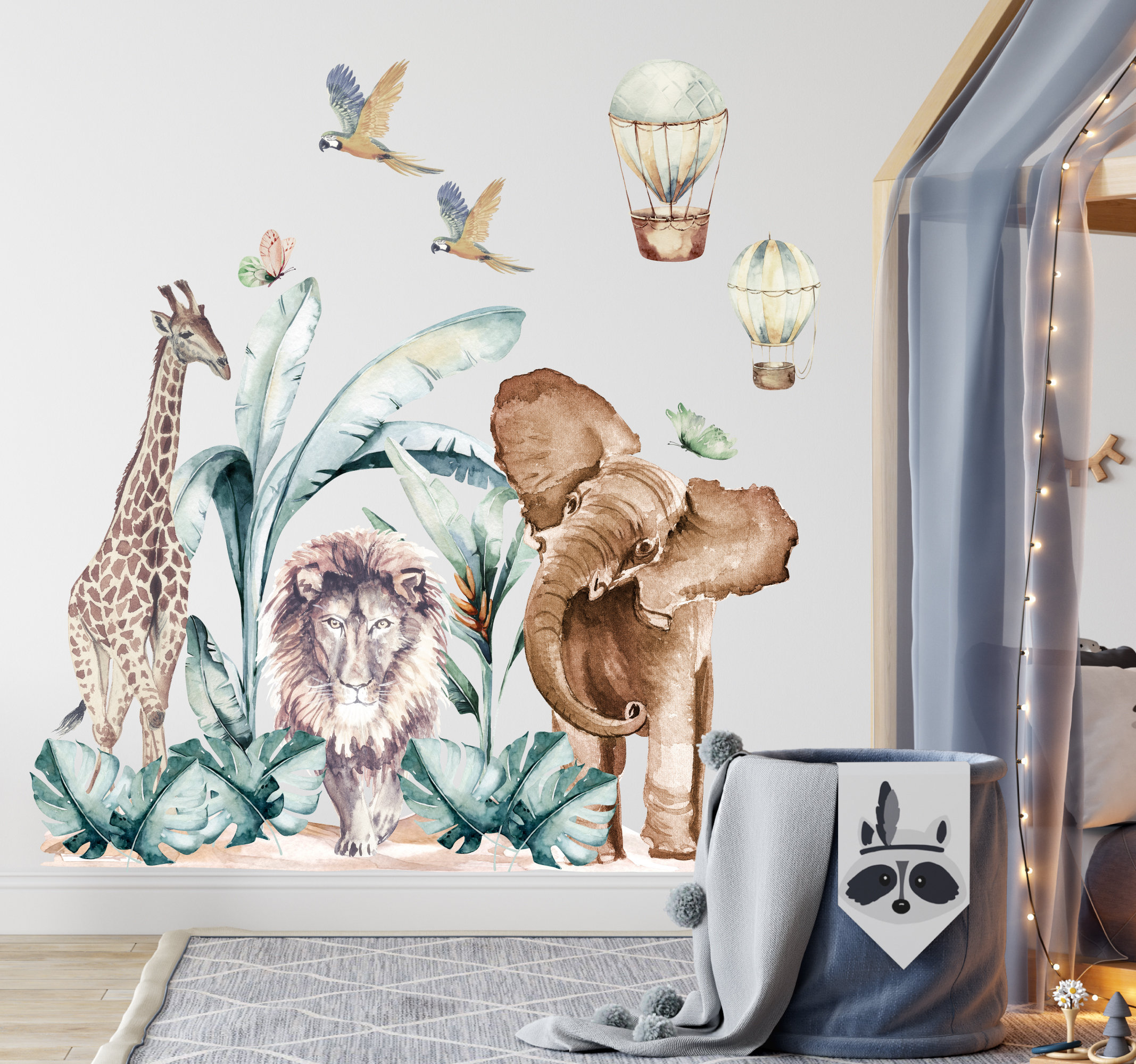 Wall Decals & Murals Aesthetic Stickers Elephant Giraffe Lion Animals