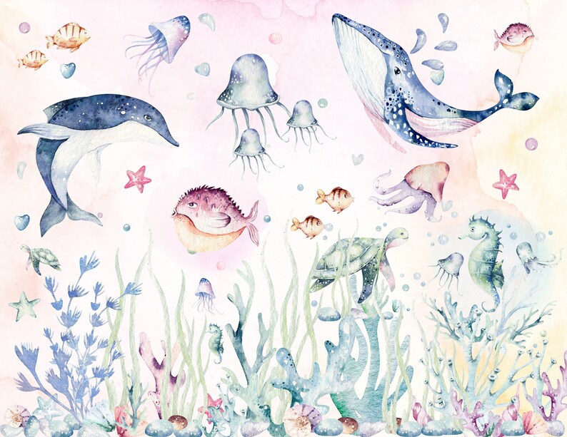 Ocean Wallpaper for All Kids Mural Ocean World for Little Etsy