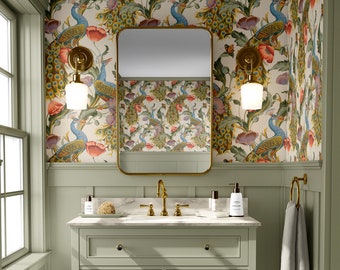 Peacock Wallpaper, Kitchen Wallpaper,Peacock bird Wallpaper, Peel And Stick Wallpaper, Animal Wall Mural, Bathroom Wall Mural,