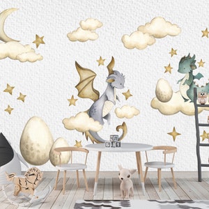 Dragon Wall Decal: Repositionable Fabric Nursery Stickers