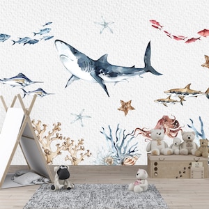 Personalized Shark Wall Decal: Ocean Life Kids Room Decor