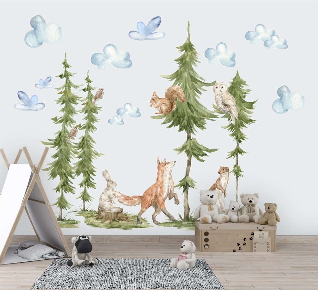 FOREST TREES WALL Decal, Woodland Trees Wall Decal, Woodland Trees