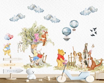Winnie the Pooh Wall Decals for kids, Winnie sticker for Kids, Winnie the Pooh Wall Stickers, Nursery Wall Decor, Winnie the Pooh Wall mural