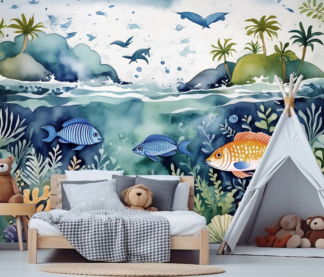 Wallpaper for Kids, Ocean Wallpaper, Fishes Wall Mural, Sea World ...