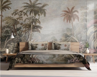 Junglemuurschildering: tropisch bosbehang