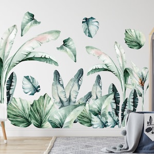 Jungle Leaf Wall Decal: Tropical Greenery Fabric Wall Art