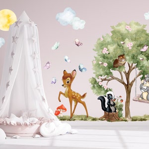 Bambi muur sticker voor kinderkamer, Bambi muur sticker, Bambi kunst aan de muur voor kinderkamer, Bambi muur muurschildering voor kinderen, Bambi sticker voor kinderkamer afbeelding 1